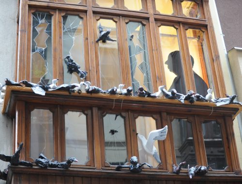 Un homenaje a ‘Los pájaros’ de Hitchcock, la balconada más bonita del Casco Viejo de Bilbao